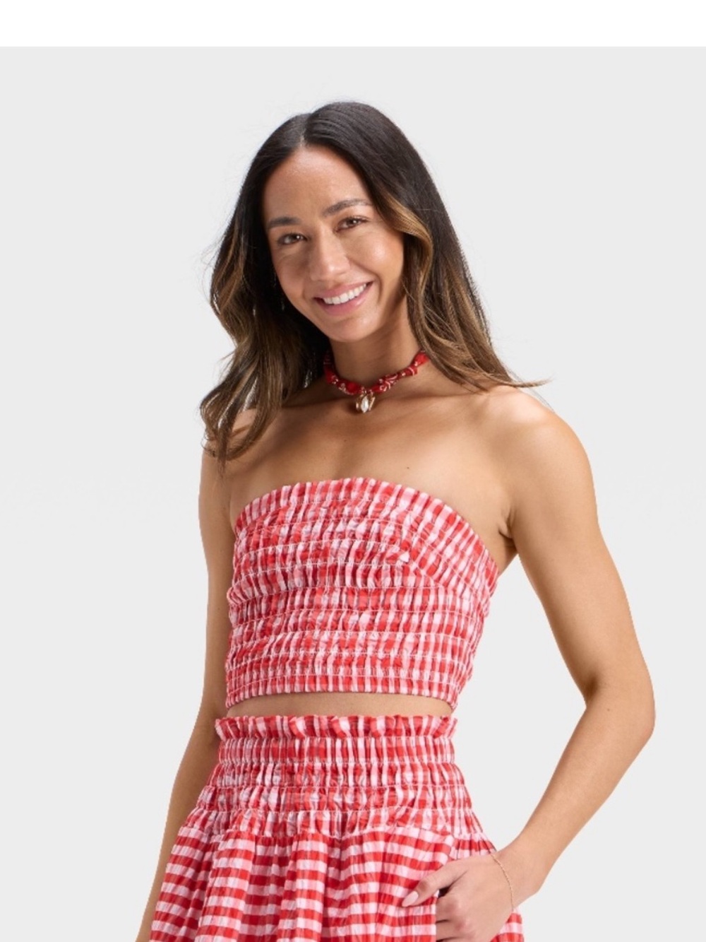 Universal Thread Red and White Smocked Top